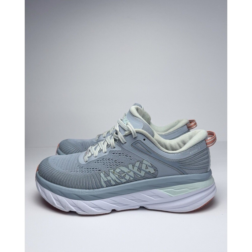 Hoka One One Bondi 7 Light Blue White Coral Mint Women’s Size 8.5